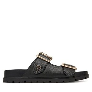 Klapki Guess. Czarne klapki Guess, z aplikacjami, bez obcasa. Za 439,99 zł.