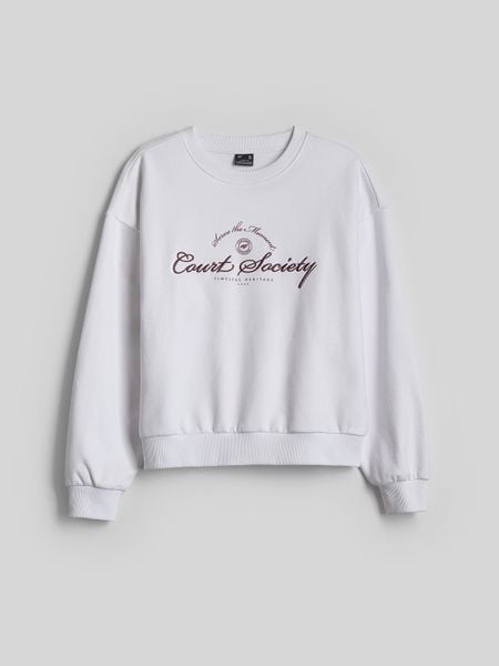 4F Bluza dresowa loose bez kaptura damska - biała S. Białe bluzy 4f, l, bez wzorów, z dresówki, bez kaptura. Za 149,99 zł.