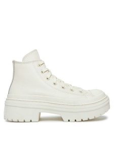Converse Trzewiki Chuck Taylor All Star Lugged Heel Leather Platform A10370C Biały. Białe botki Converse, bez wzorów, ze skóry, bez obcasa, na płaskiej podeszwie, bez zapięcia. Za 368,07 zł.