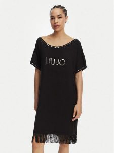 Liu Jo Beachwear Sukienka codzienna VA6031 JS360 Czarny Regular Fit. Czarne kombinezony Liu Jo Beachwear, s, bez wzorów, z wiskozy, bez kołnierzyka, bez ramiączek. Za 469,99 zł.