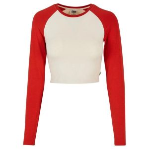 Damska Koszulka Z Długim Rękawem Retro Organic Crop T-shirt. Białe bluzki Urban Classics, xl, bez wzorów, bez kołnierzyka, bez ramiączek. Za 95,99 zł.