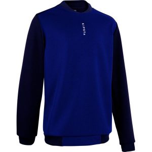 Bluza do piłki nożnej Kipsta Essential Club. Niebieskie bluzy KIPSTA, bez wzorów, z elastanu, bez kaptura. Za 49,99 zł.