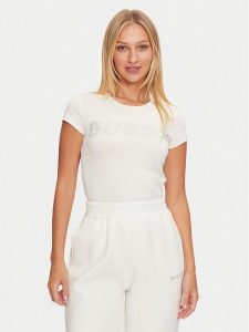 Guess T-Shirt V4BI16 KCIV1 Écru Regular Fit. T-shirty Guess, s, z aplikacjami, z bawełny, bez kołnierzyka, bez ramiączek. Za 195,00 zł.