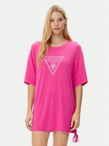 Guess T-Shirt E4GI00 K68D2 Różowy Regular Fit. Czerwone t-shirty Guess, s, z aplikacjami, z bawełny, bez kołnierzyka, bez ramiączek. Za 119,99 zł.