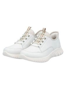 Rieker Skórzane sneakersy w kolorze białym rozmiar: 42. Białe trampki Rieker, bez wzorów, z materiału, bez zapięcia. Za 144,92 zł.