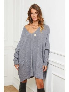 Joséfine Sukienka dzianinowa "Farjo" w kolorze szarym rozmiar: L. Szare sukienki Joséfine, l, bez wzorów, z dzianiny, bez kołnierzyka, bez ramiączek, mini. Za 203,45 zł.