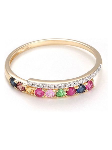 ATELIER DU DIAMANT Złoty pierścionek z diamentami i kamieniami szlachetnymi rozmiar: 52. Żółte pierścionki ATELIER DU DIAMANT, z diamentem, złote. Za 946,64 zł.