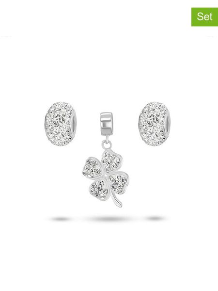 CHARM'S 3-częściowy zestaw rozmiar: onesize. Szare zawieszki CHARM'S, z cyrkonią, srebrne. Za 257,31 zł.