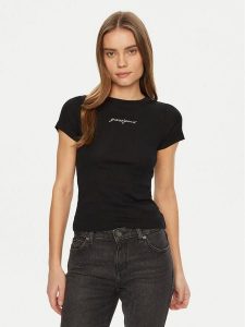 Guess Jeans T-Shirt W5RI57 KA0H1 Czarny Slim Fit. Czarne t-shirty Guess Jeans, l, z aplikacjami, z bawełny, bez kołnierzyka, bez ramiączek. Za 99,99 zł.