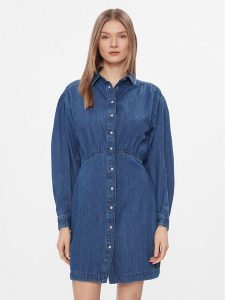 Pepe Jeans Sukienka jeansowa Julie PL953449 Niebieski Slim Fit. Niebieskie kombinezony Pepe Jeans, xxs, bez wzorów, z bawełny, bez kołnierzyka, bez ramiączek. Za 499,99 zł.