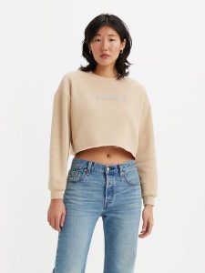 Levi´s Bluza w kolorze beżowym rozmiar: XS. Brązowe bluzy s, bez wzorów, bez kaptura. Za 92,21 zł.