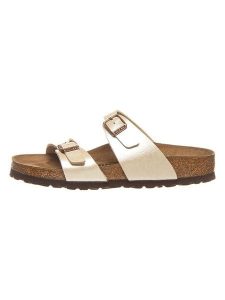 Birkenstock Klapki "Sydney" w kolorze kremowym rozmiar: 38. Brązowe klapki Birkenstock, bez wzorów, z otwartym noskiem, bez obcasa. Za 213,69 zł.