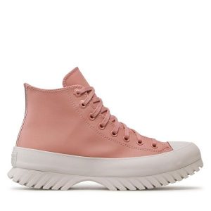 Trampki Converse. Czerwone botki Converse, bez wzorów, bez obcasa, na płaskiej podeszwie, bez zapięcia. Za 399,99 zł.