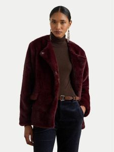 LAUREN RALPH LAUREN Futro 297P04117001 Bordowy Regular Fit. Czerwone płaszcze Lauren Ralph Lauren, m, bez wzorów, z futra, bez kaptura. Za 929,99 zł.