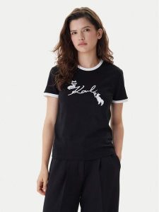 KARL LAGERFELD T-Shirt B1W17040 Czarny Slim Fit. Czarne t-shirty KARL LAGERFELD, s, bez wzorów, z bawełny, bez kołnierzyka, bez ramiączek. Za 284,99 zł.