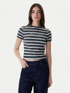 Guess T-Shirt W6RI41 J1314 Granatowy Regular Fit. Niebieskie t-shirty Guess, xs, z aplikacjami, z bawełny, bez kołnierzyka, bez ramiączek. Za 219,99 zł.