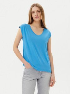 Pieces T-Shirt Billo 17078732 Niebieski Loose Fit. Niebieskie t-shirty Pieces, xs, bez wzorów, z wiskozy, bez kołnierzyka, bez ramiączek. Za 59,99 zł.