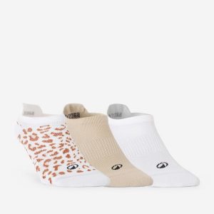 Skarpetki fitness damskie niskie wzór w panterkę 3 pary. Skarpetki DOMYOS, bez wzorów, z dzianiny. Za 32,49 zł.