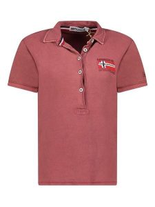 Geographical Norway Koszulka polo w kolorze czerwonym rozmiar: XL. Czerwone bluzki Geographical Norway, xl, bez wzorów, z bawełny, bez kołnierzyka, bez ramiączek. Za 74,63 zł.