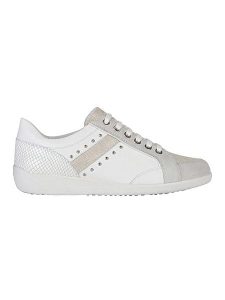 Geox Skórzane sneakersy "Myria" w kolorze biało-beżowym rozmiar: 37. Białe trampki Geox, bez wzorów, z materiału, bez zapięcia. Za 150,37 zł.