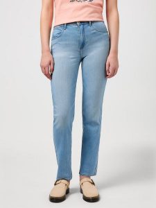 DAMSKIE SPODNIE WRANGLER STRAIGHT LOVE LETTERS 112350946. Jeansy Wrangler, bez wzorów, z jeansu. Za 209,99 zł.