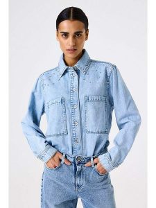 Garcia Koszula dżinsowa w kolorze błękitnym rozmiar: L. Niebieskie koszule Garcia, l, bez wzorów, z bawełny, bez kołnierzyka, bez ramiączek. Za 195,99 zł.