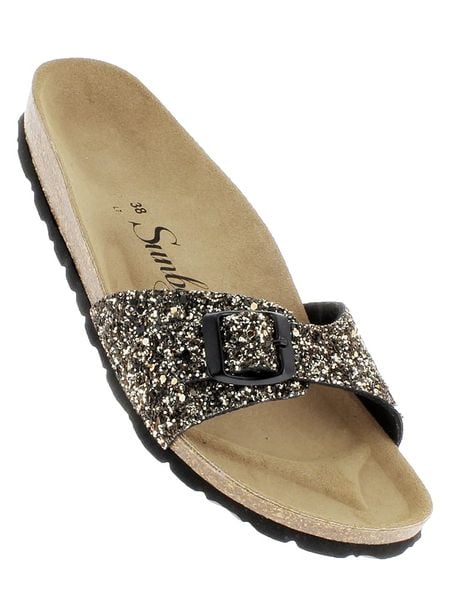 Sunbay Klapki "Jasmin" w kolorze złotym rozmiar: 40. Żółte klapki Sunbay, bez wzorów, z otwartym noskiem, bez obcasa. Za 92,64 zł.