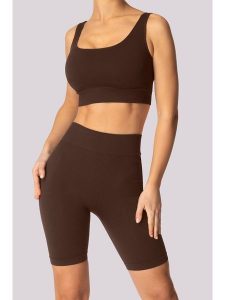 Spaio Szorty sportowe "Ribbed" w kolorze brązowym rozmiar: L/XL. Brązowe spodenki sportowe Spaio, l, bez wzorów, z materiału, z podwyższonym stanem, outdoorowe. Za 126,99 zł.