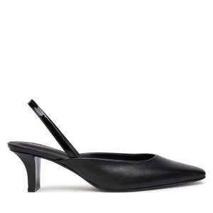 Sandały Calvin Klein. Czarne sandały Calvin Klein, bez wzorów, bez obcasa, na słupku, bez zapięcia. Za 349,99 zł.
