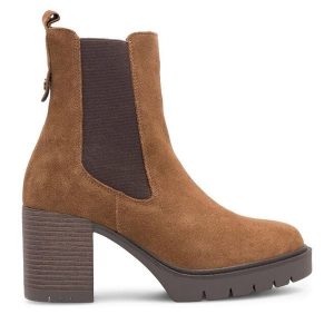 Botki Lasocki. Brązowe botki Lasocki, bez wzorów, bez obcasa, na słupku, bez zapięcia. Za 269,99 zł.