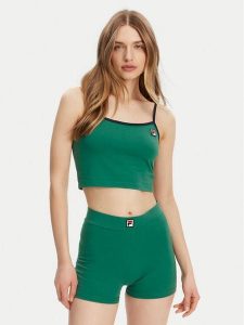 Fila Top Lissey FAW1028 Zielony Cropped Fit. Zielone topy Fila, s, bez wzorów, z bawełny, bez kołnierzyka, bez ramiączek. Za 79,99 zł.