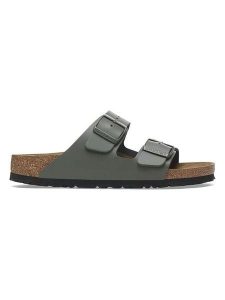 Birkenstock Skórzane klapki "Arizona" w kolorze zielonym rozmiar: 47. Zielone klapki Birkenstock, bez wzorów, z otwartym noskiem, bez obcasa. Za 367,22 zł.