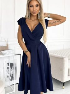 Sukienka Model Scarlett 348-6 Navy - Numoco. Niebieskie sukienki NUMOCO, na wesele, l, bez wzorów, z elastanu, bez kołnierzyka, plus size, bez ramiączek, kopertowe. Za 334,28 zł.