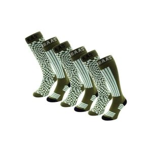 Skarpety narciarskie - unisex - 6 par - oliwkowo-zielone. Zielone skarpetki POEDERBAAS, bez wzorów, z wełny. W wyprzedaży za 329,62 zł.