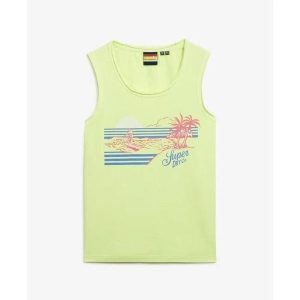 Damski tank top Superdry. Żółte topy Superdry, bez wzorów, bez kołnierzyka, bez ramiączek. W wyprzedaży za 125,80 zł.