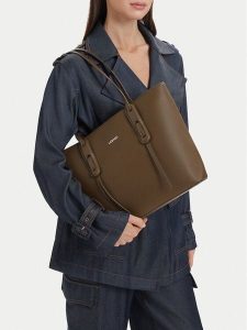Lasocki Torebka CEO-LSK-X-002-10 Khaki. Brązowe shopper bag Lasocki, bez wzorów, ze skóry, bez dodatków. Za 219,99 zł.