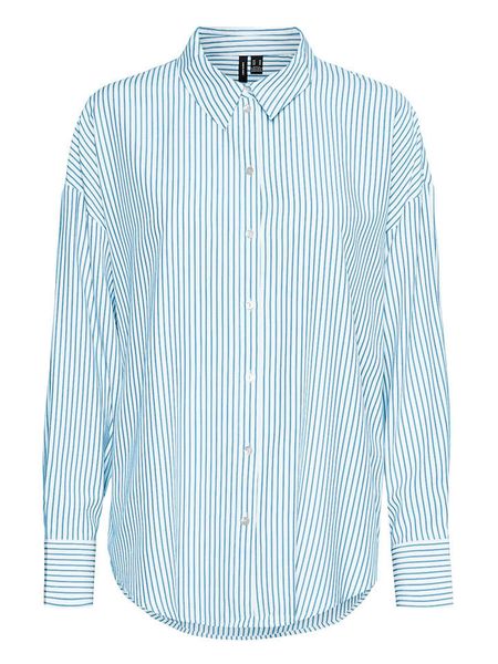 Vero Moda Bluzka w kolorze błękitno-białym rozmiar: XXL. Białe bluzki Vero Moda, s, bez wzorów, z materiału, bez kołnierzyka, bez ramiączek. Za 69,99 zł.