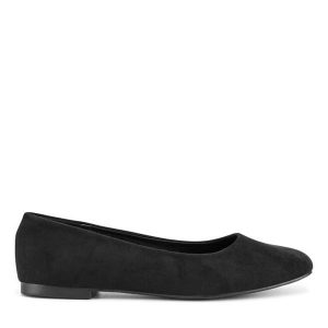 Baleriny DeeZee. Czarne balerinki DeeZee, bez wzorów, bez obcasa, bez zapięcia. Za 79,99 zł.
