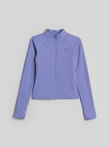 4F Bluza do jogi slim szybkoschnąca damska - niebieska XL. Niebieskie bluzy 4f, l, bez wzorów, z włókna, bez kaptura. Za 199,99 zł.