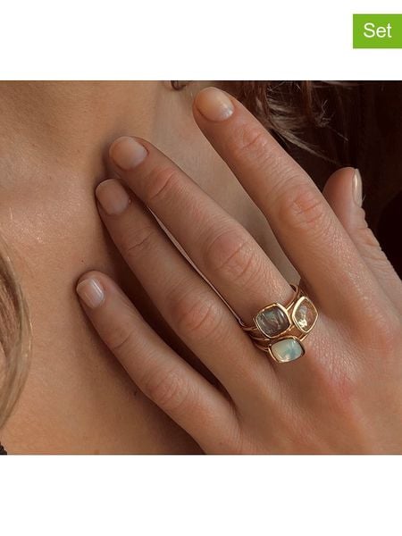 Les Petites Précieuses Pozłacane pierścionki (3 szt.) z kamieniami szlachetnymi rozmiar: 56. Białe pierścionki Les Petites Précieuses, z cytrynem, pozłacane. Za 302,35 zł.