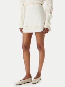 Tommy Jeans Spódnica mini DW0DW22297 Biały Regular Fit. Białe spódnice Tommy Jeans, xs, bez wzorów, z bawełny, mini. Za 409,99 zł.