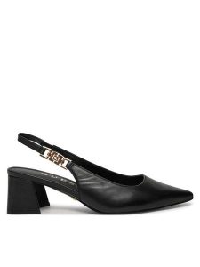 Guess Sandały FLPZA3 LEA05 Czarny. Czarne sandały Guess, z aplikacjami, ze skóry, bez obcasa, na słupku, bez zapięcia. Za 359,99 zł.