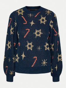 Pieces Sweter Sugar 17152789 Granatowy Regular Fit. Niebieskie swetry klasyczne Pieces, s, z syntetyku, bez kołnierzyka. Za 119,99 zł.