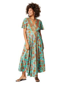 Aller Simplement Sukienka w kolorze turkusowo-pomarańczowym rozmiar: 38/40. Brązowe sukienki Aller Simplement, bez wzorów, klasyczne, bez kołnierzyka, bez ramiączek, maxi. Za 78,99 zł.