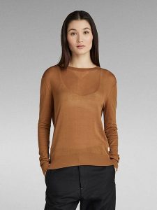 G-Star Sweter w kolorze jasnobrązowym rozmiar: M. Brązowe swetry oversize G-Star, m, bez wzorów, z bawełny, bez ramiączek. Za 140,53 zł.