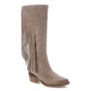 Beżowe Kozaki Maciejka Eleganckie Skórzane Buty Damskie. Brązowe kozaki Maciejka, z aplikacjami, ze sztruksu, bez obcasa, na obcasie, bez zapięcia. Za 339,00 zł.