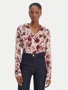 Guess Koszula W6RH73 WDW82 Beżowy Regular Fit. Brązowe koszule Guess, m, z aplikacjami, z syntetyku, bez kołnierzyka, bez ramiączek. Za 349,99 zł.