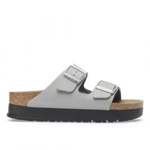 Klapki damskie Birkenstock Arizona Flex. Szare klapki Birkenstock, bez wzorów, z jeansu, bez obcasa. Za 439,00 zł.