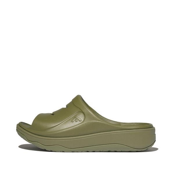 Klapki damskie FitFlop Tonal Rubber. Zielone klapki FIT FLOP, bez wzorów, z gumy, bez obcasa, na szpilce. Za 359,50 zł.