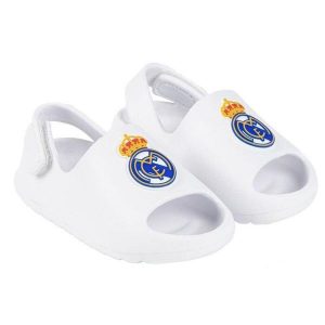 Real Madryt klapki sandały na rzep beach pool flip flops białe. Białe klapki REAL MADRID, bez wzorów, bez obcasa. Za 99,00 zł.
